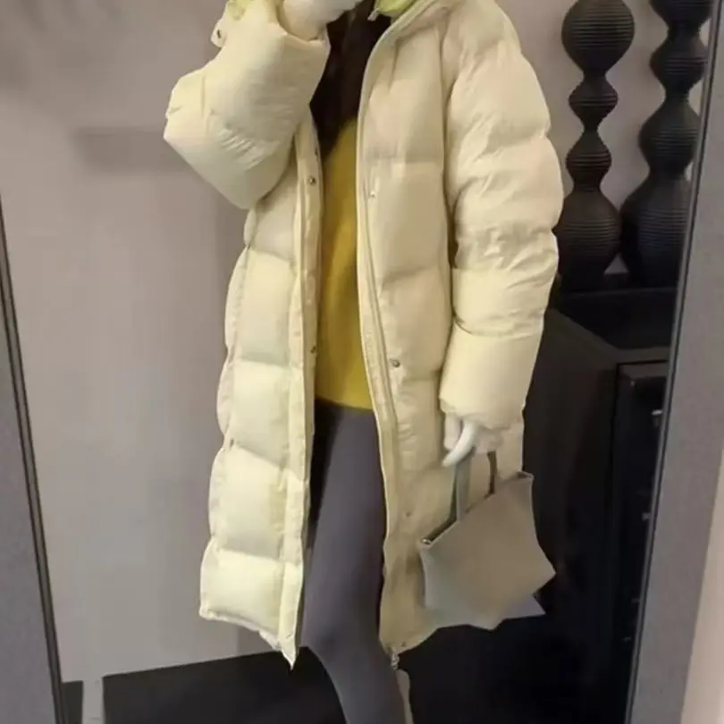 冬季新款白鹅女中长款连帽过膝加厚保暖情侣款外套