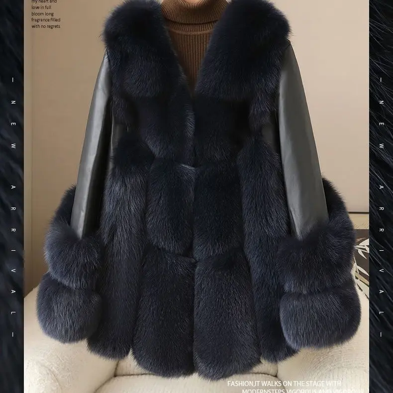 商场撤回孤品鹅绒内胆中长款狐狸毛皮外套女冬季气质