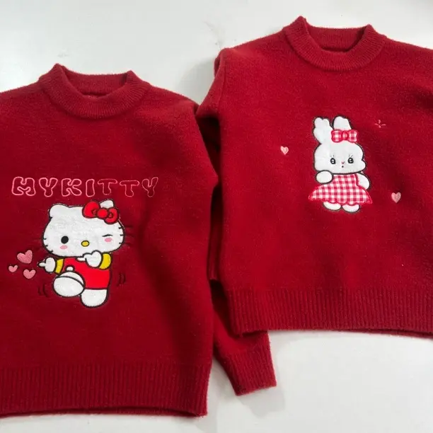 女童秋冬加厚年款保暖圆领毛衣洋气打底上衣