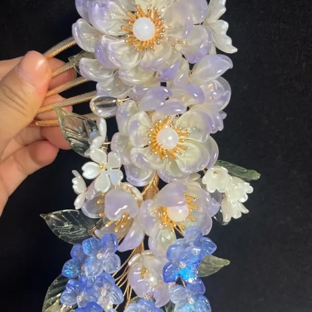 原创设计中国风日韩女发簪旗袍软簪簪子素款蓝色百搭