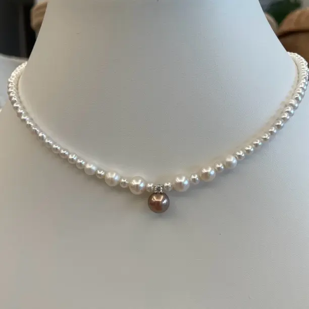 合金项链 女轻奢小众设计感法式锁骨链银颈链