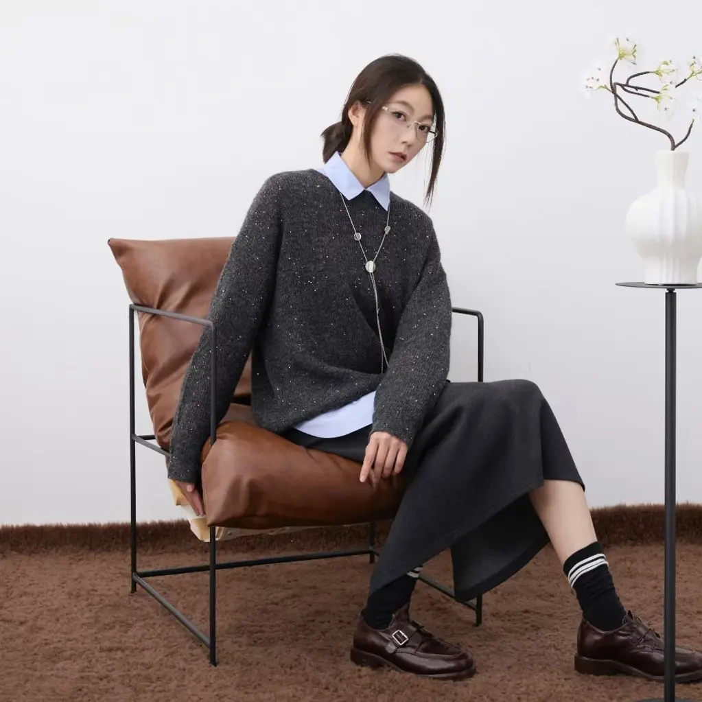 毛针织衫厚款显瘦立领女常规款春季通勤风时尚高腰