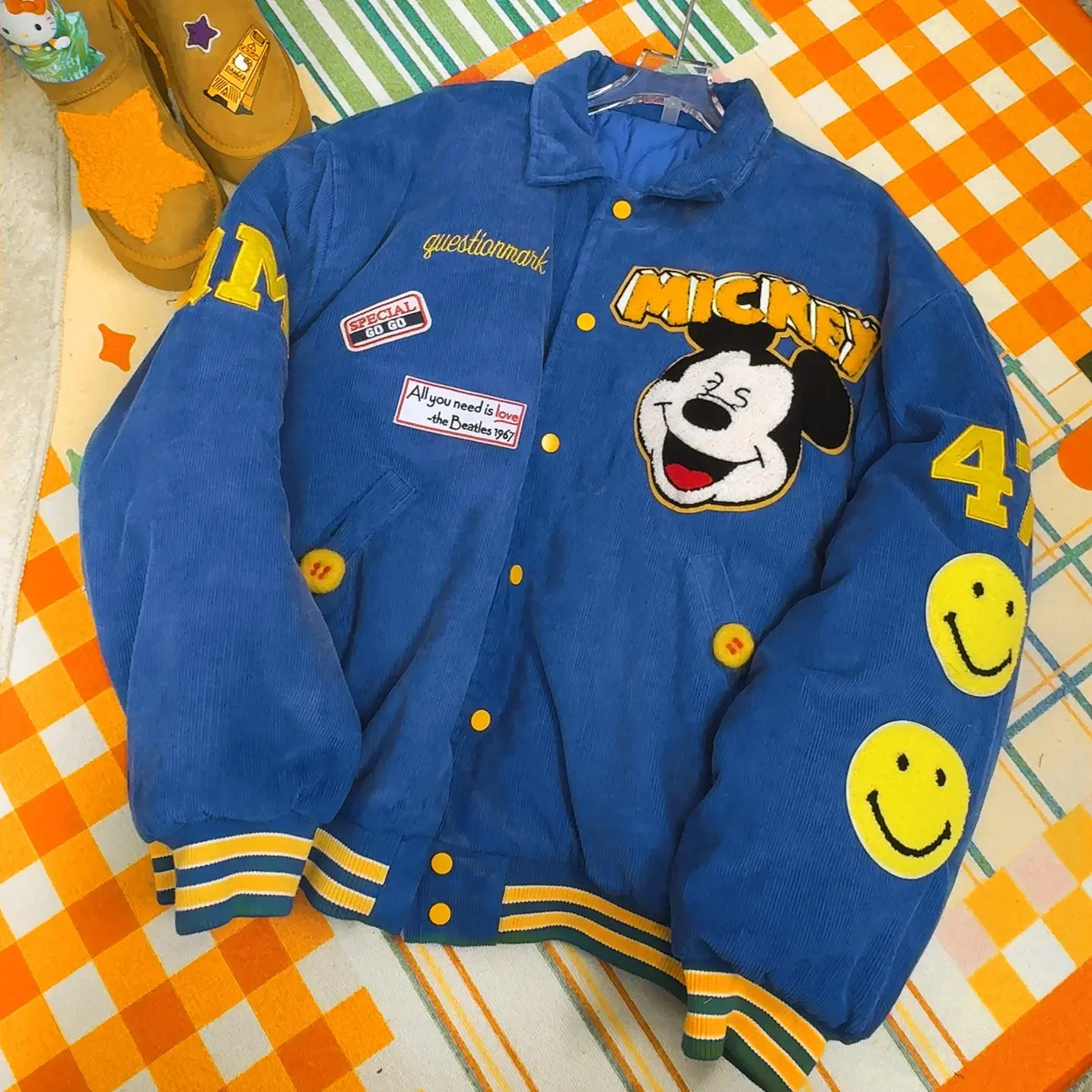 》美式复古灯芯绒加厚棒球夹克外套秋冬高街风