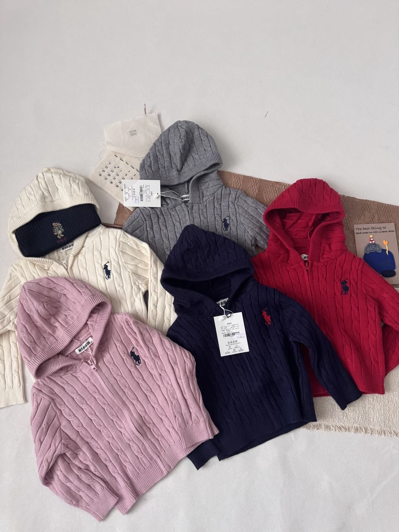 806-拉链麻花连帽毛衣秋冬新款男女童毛衣宝宝保暖儿童打底毛衣