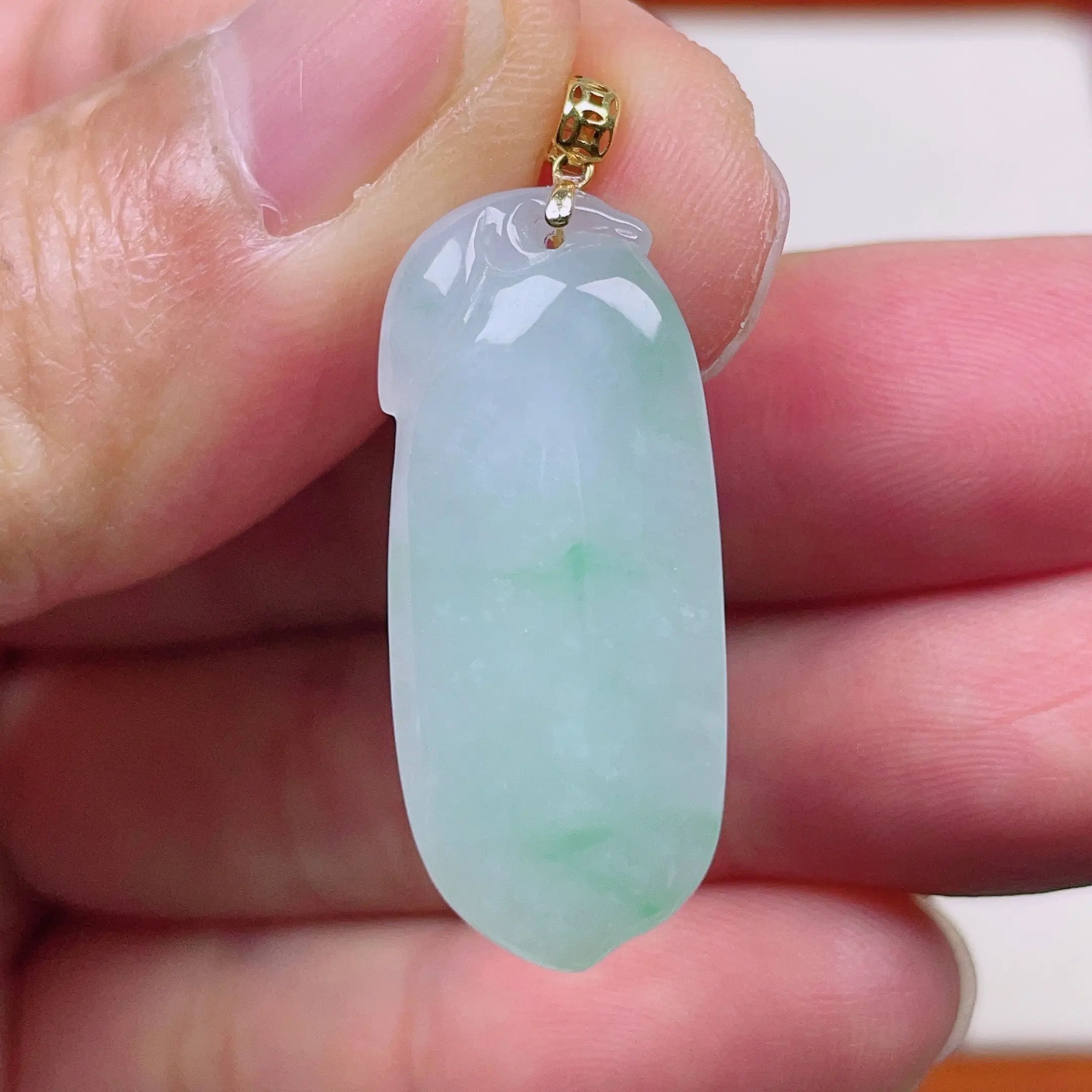 A货冰润飘花福瓜，尺寸34-13-6.1