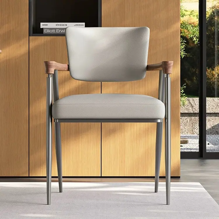 设计师款高级轻奢风胡桃木茶椅靠背椅现代简约茶椅2025设计师新款