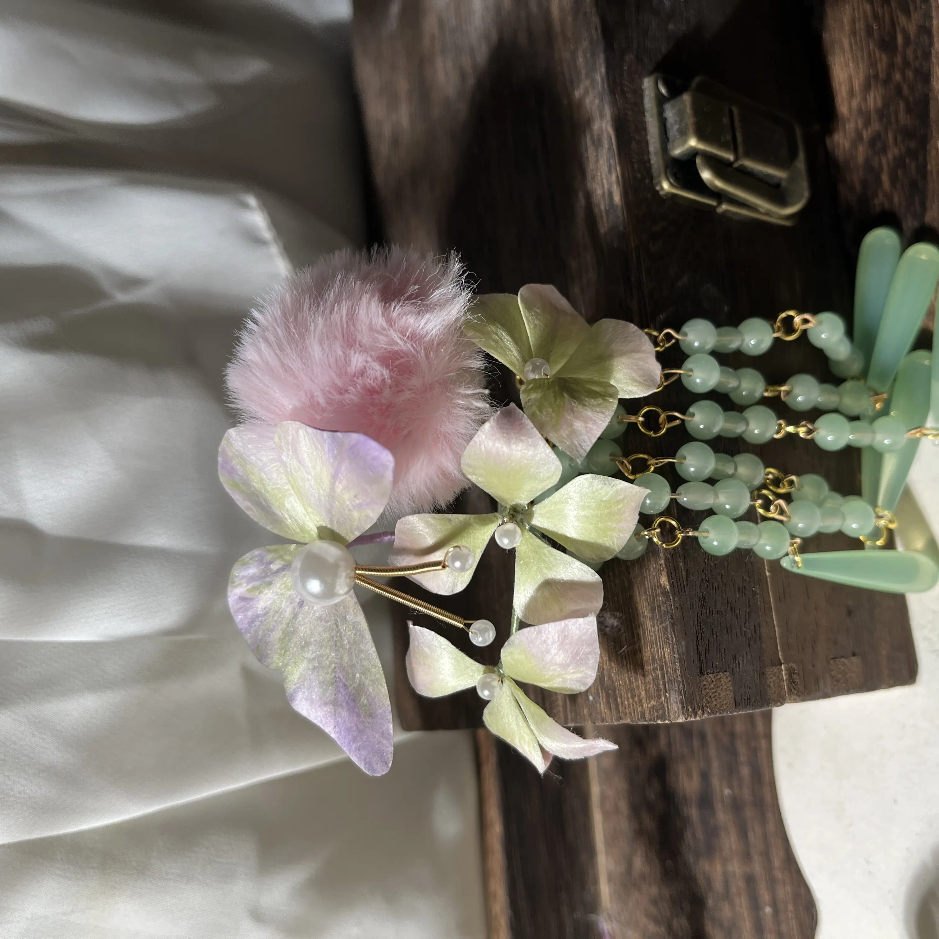 春序|原创非遗绒花蝴蝶绣球荷仙气流苏发簪国风古风清新发饰