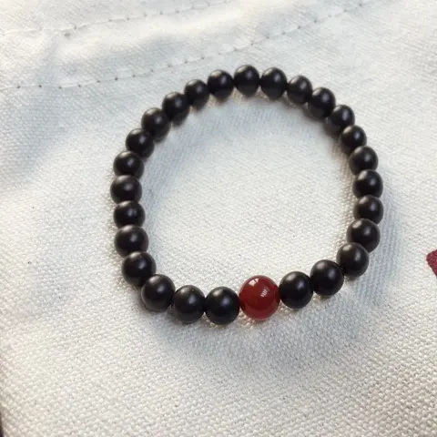 非金属布艺手链 天然玄黄砭石手串