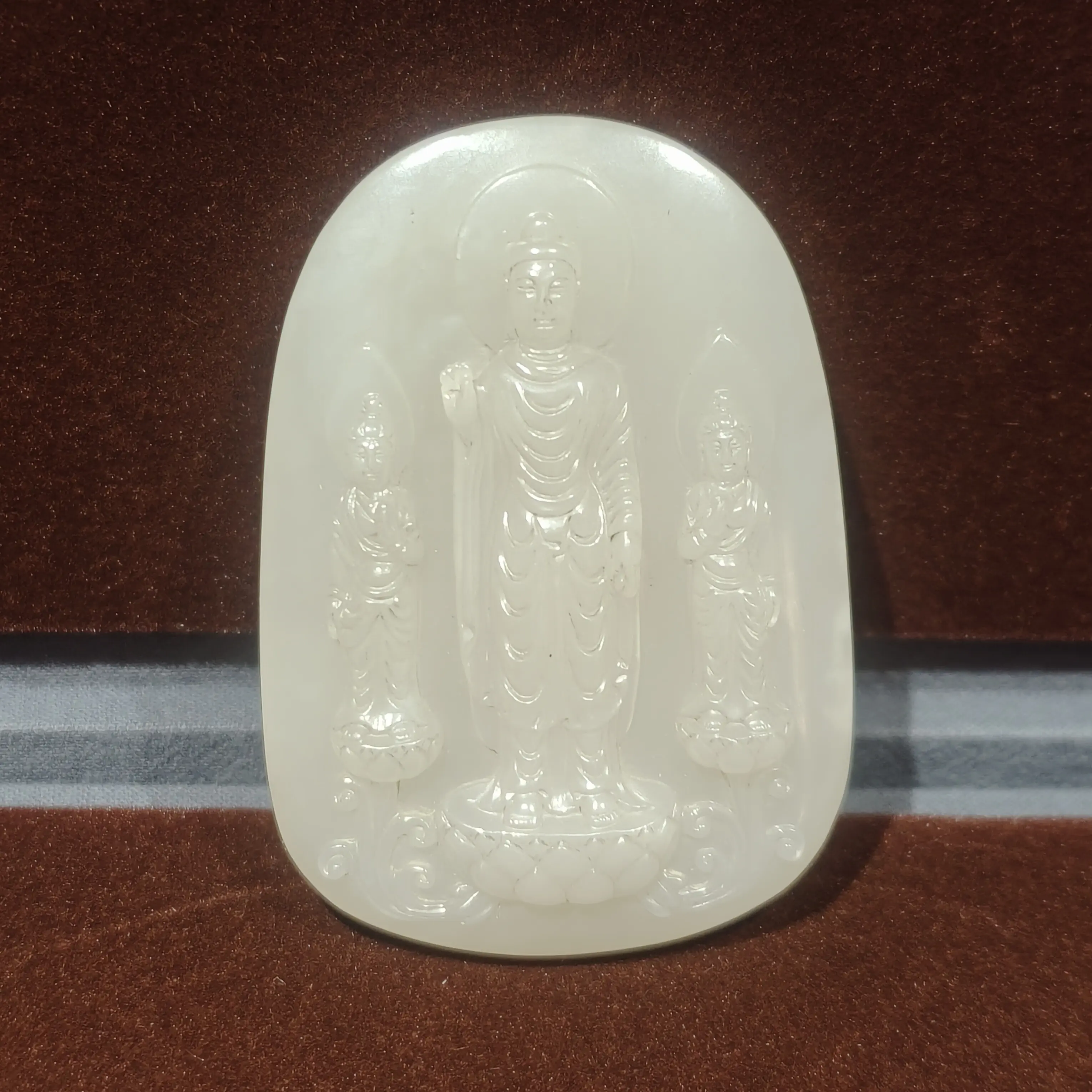 挂件新疆白玉坐莲观音菩萨玉石平安玉牌