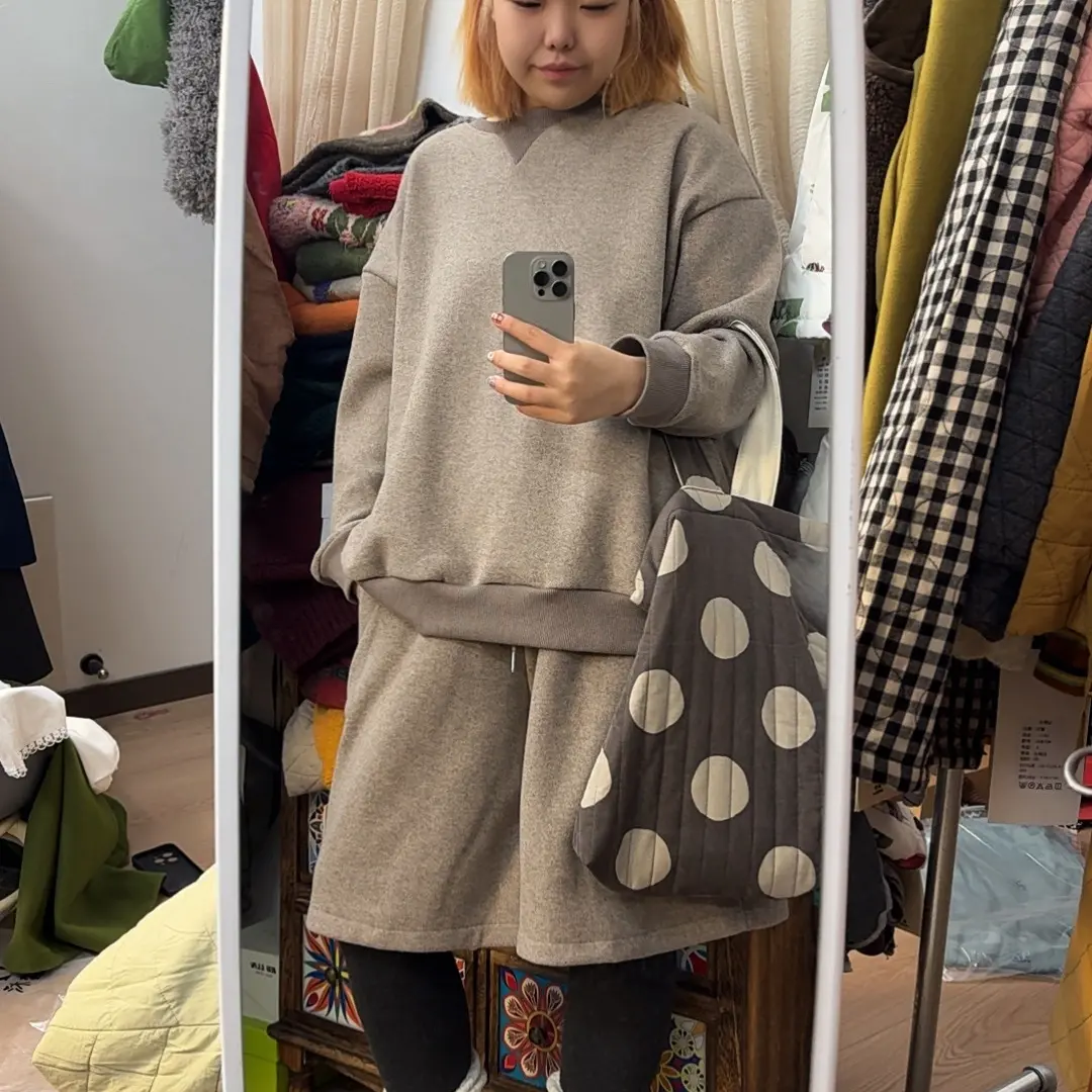 复古文艺加绒加厚卫衣套装秋冬慵懒风
