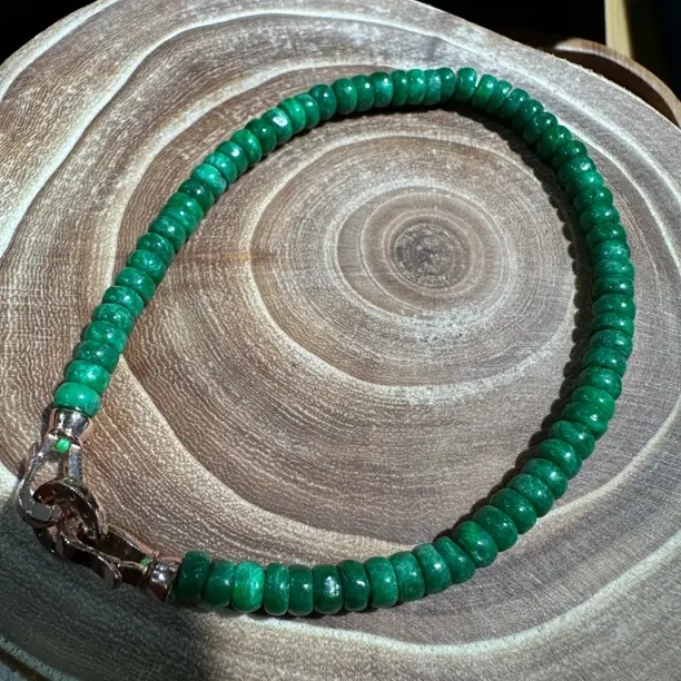 翡翠满绿算盘珠手串