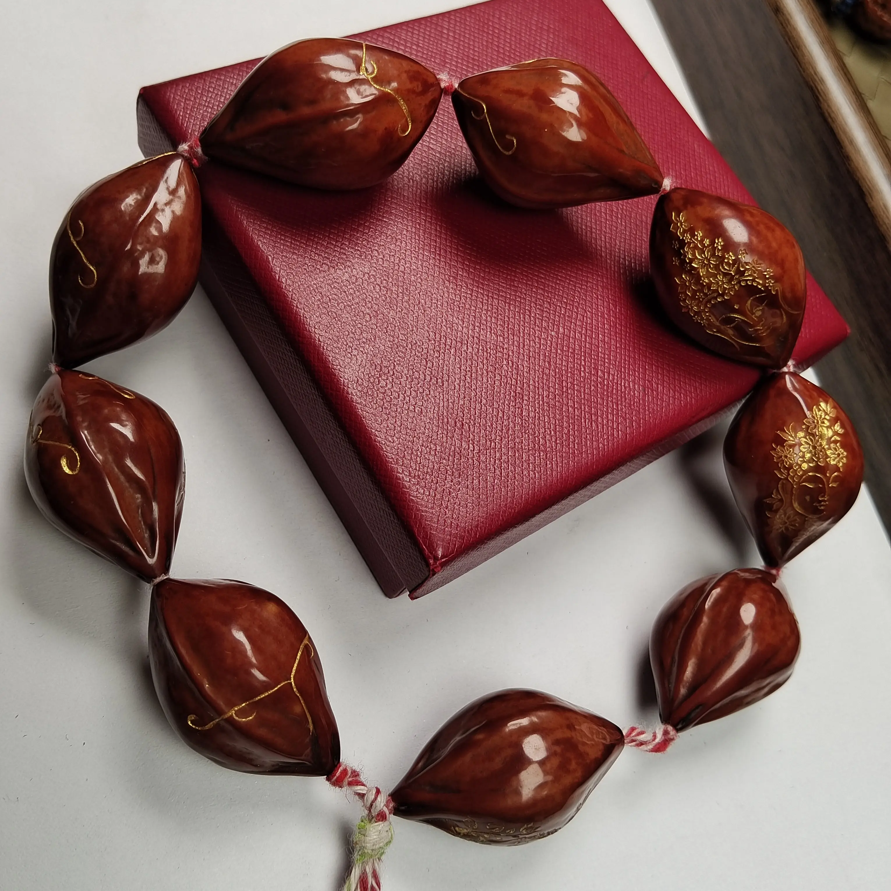 橄榄核素核手串鲨鱼背饱满红润文玩手串