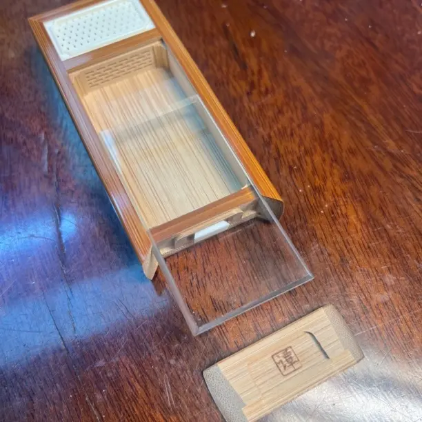 精工制作榫卯结构湘妃竹黄蛉盒鸣虫器具收藏竹器
