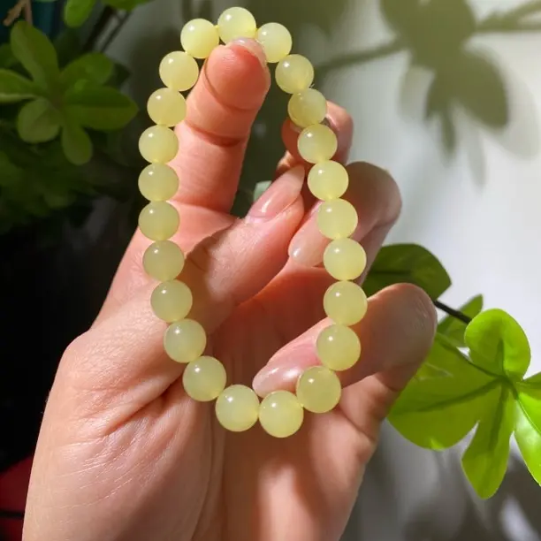 【橦芯珠宝】新疆若羌黄口圆珠手串8mm 料子细腻