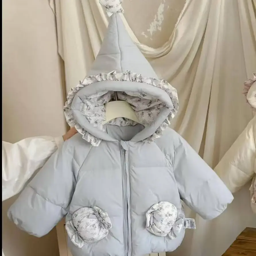 One朵-冬季新款加厚90白鸭绒保暖女童羽绒服