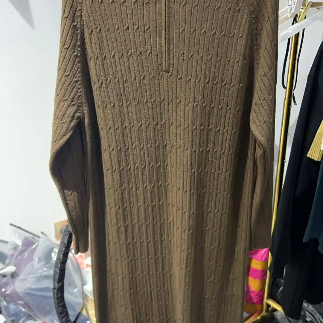 针织毛衣裙女秋冬加厚立领套头过膝长裙宽松连衣裙（6666）