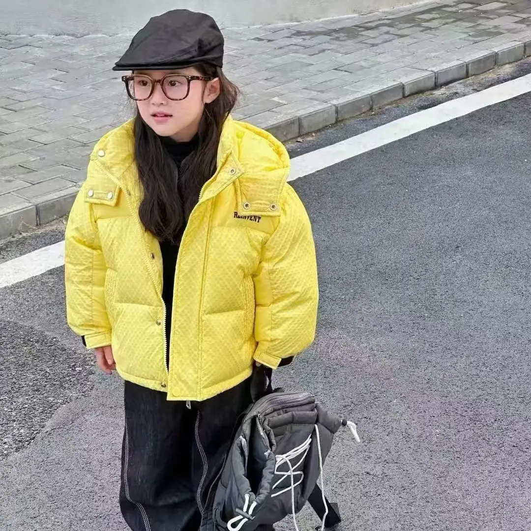 冬季新款男女童韩版加厚保暖短款洋气连帽羽绒外套