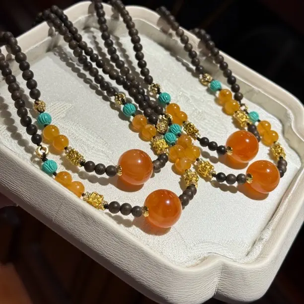 好看的天然琥珀蜜蜡锁骨链高级时尚百搭多样性发其中之一298