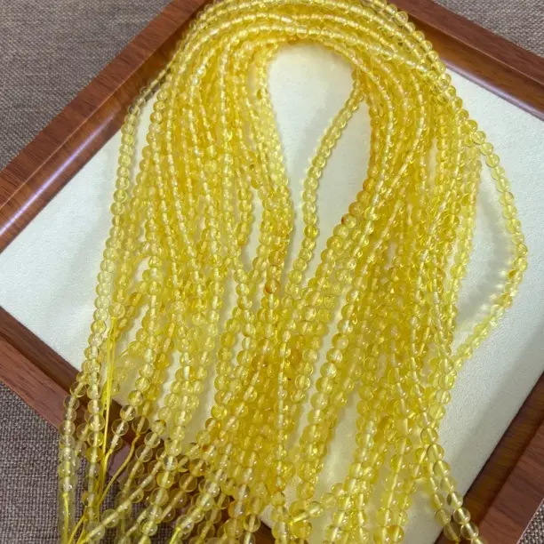 天然琥珀金珀小米珠链