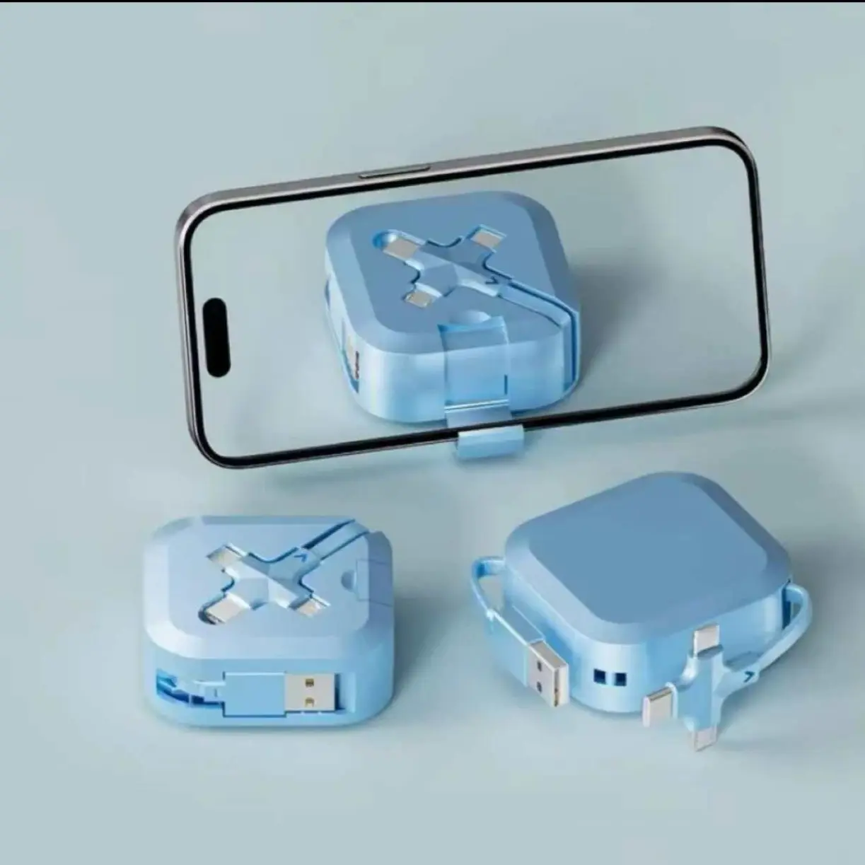 精品数码数据线120W闪充三合一伸缩便携快充适用苹果华为安卓设备