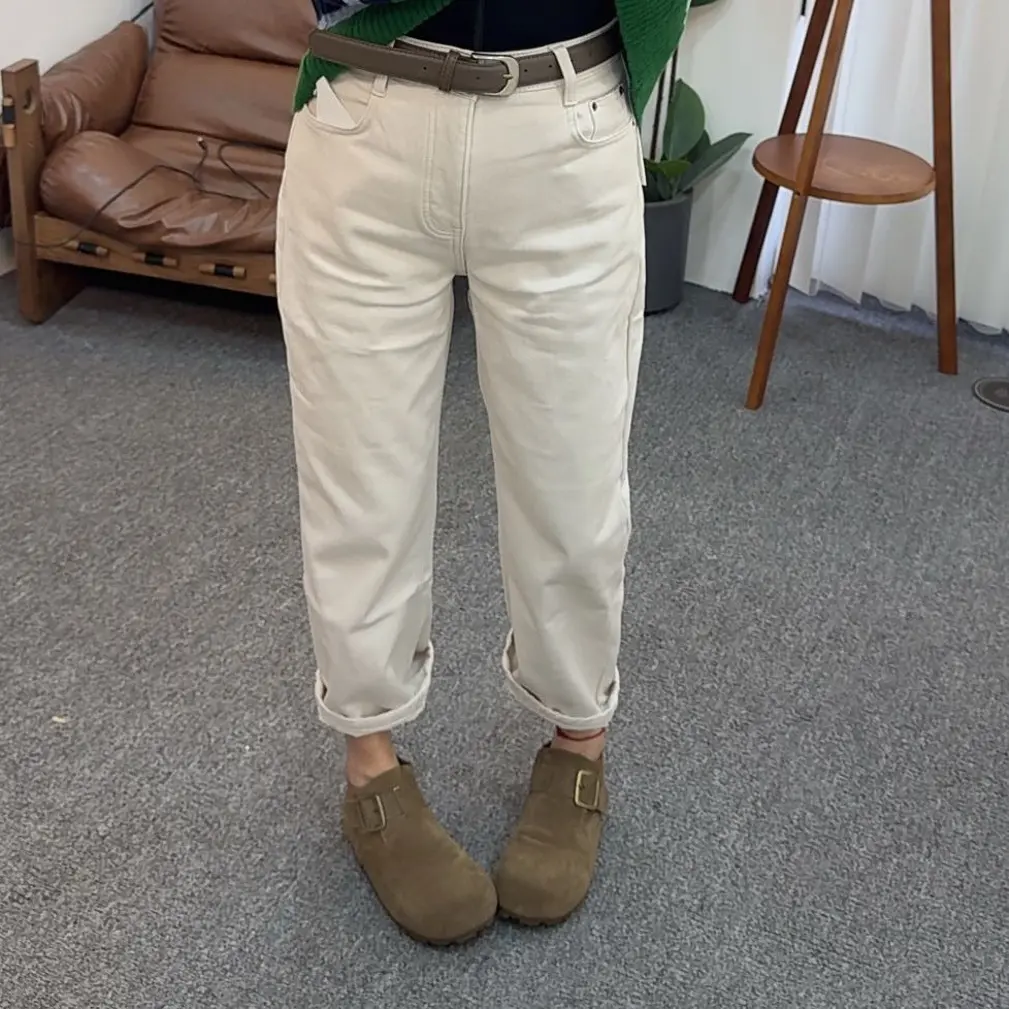 魏佳订制-2025女冬加厚宽松加绒弹力显瘦高级直筒牛仔裤22773