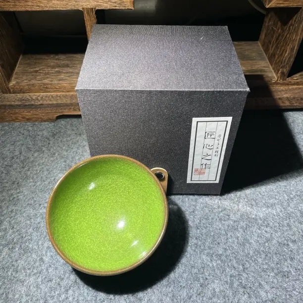 绿冰裂建盏配礼盒