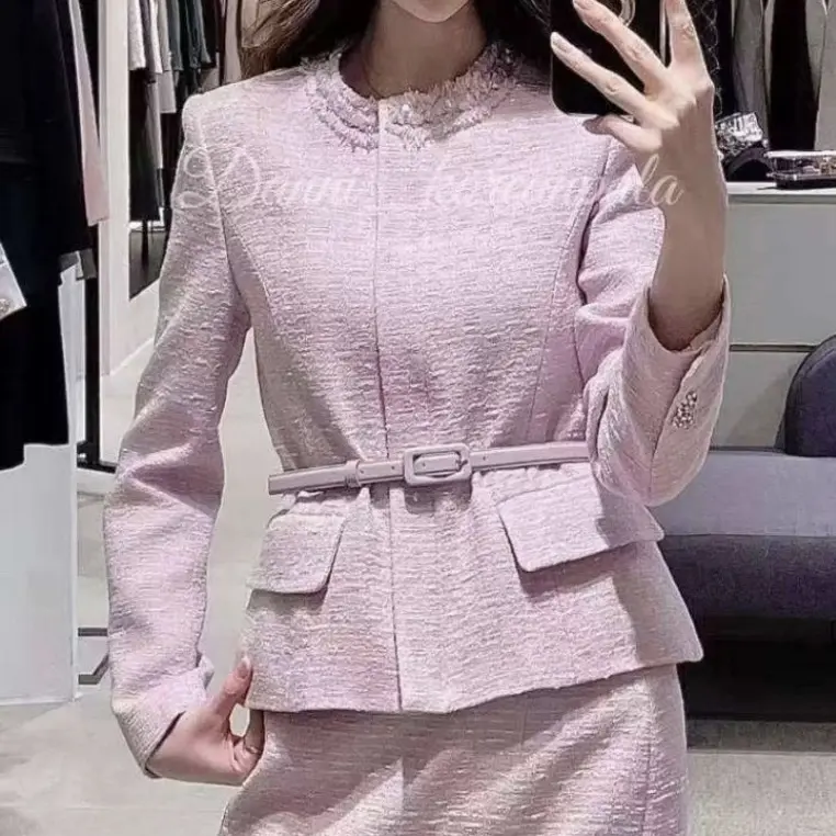 春秋款香芋紫色韩系香风气质显瘦套装