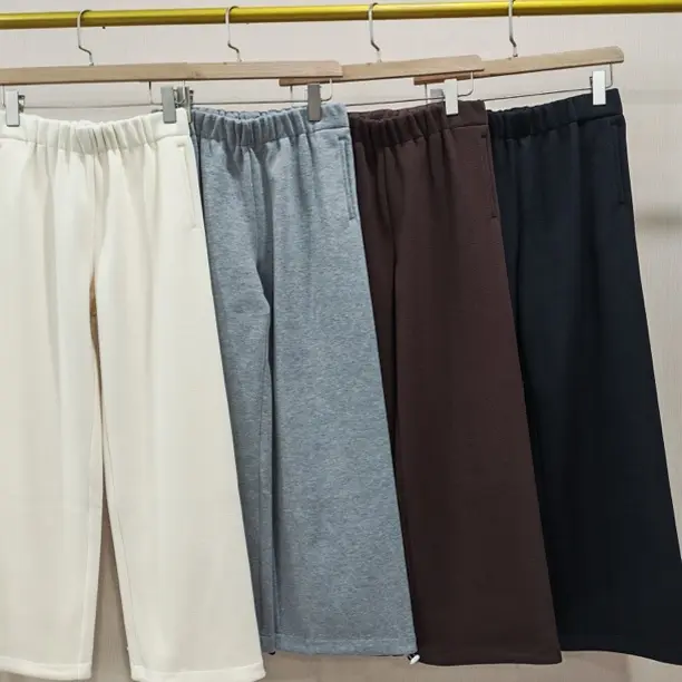 【Hua】013冬季新品休闲百搭宽松慵懒风阔腿裤松紧腰加绒两穿直筒裤