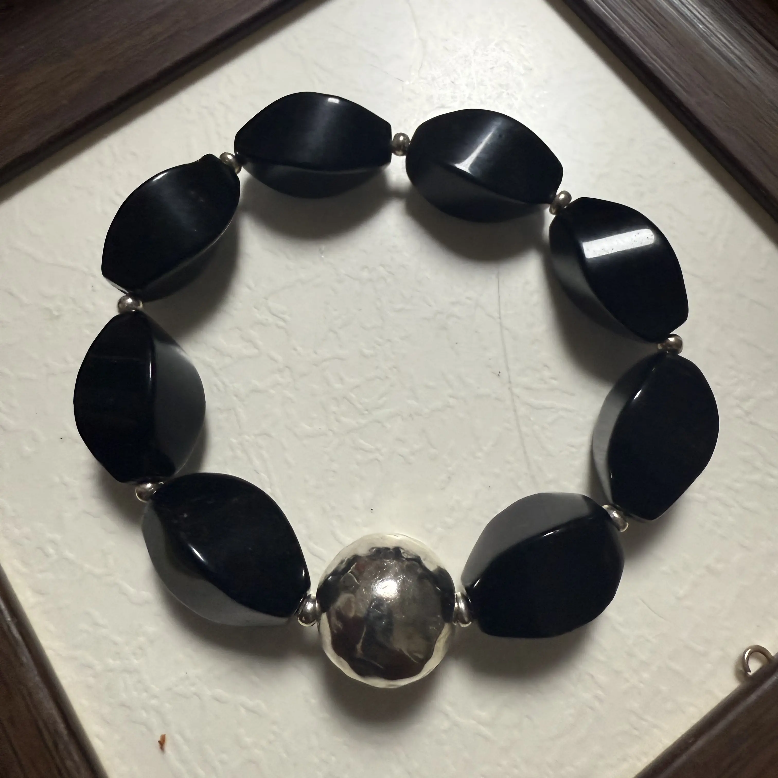 925银珐琅银制品 黑色时尚个性小众风珐琅切割椭圆