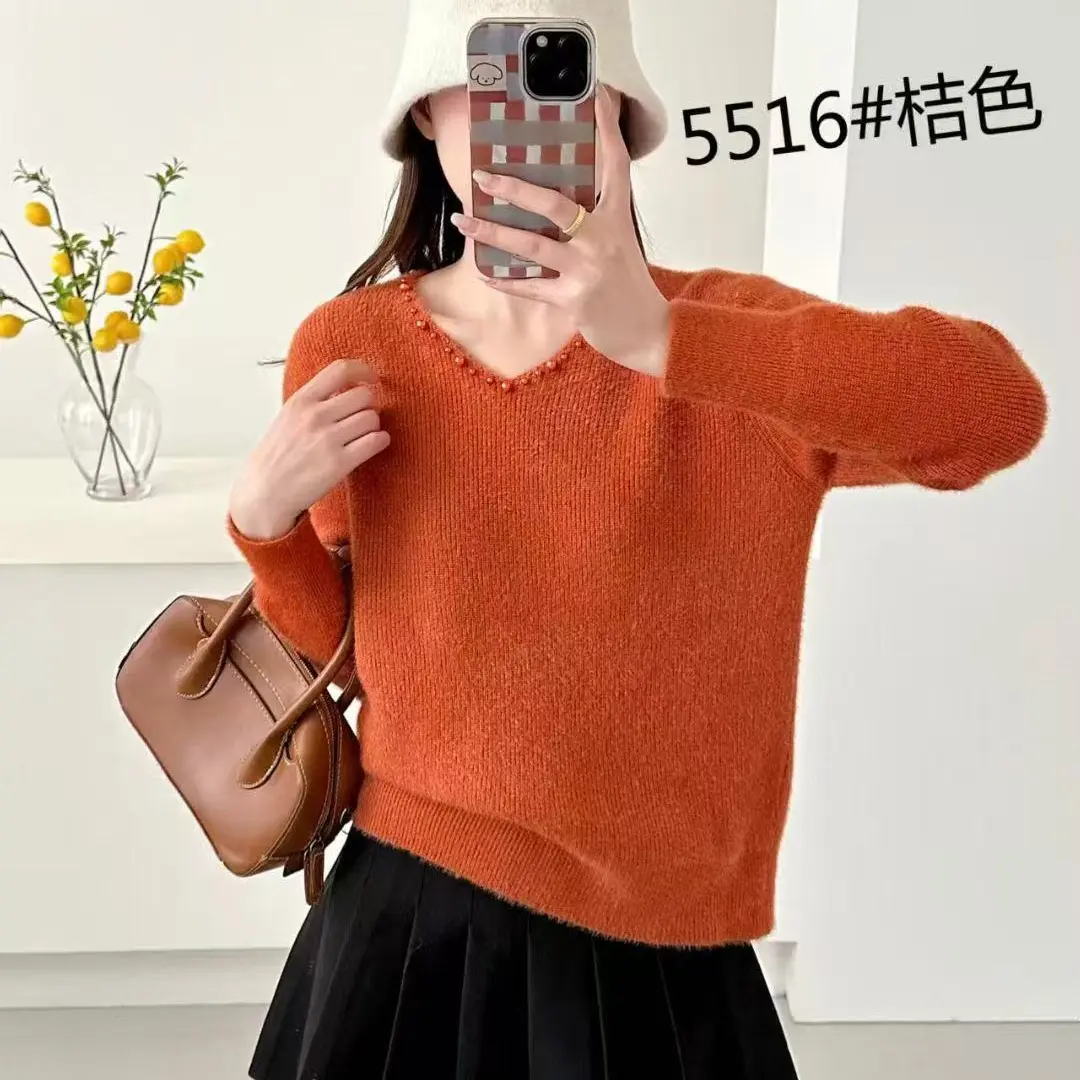 5516时尚百搭减龄秋冬新款长袖针织打底衫