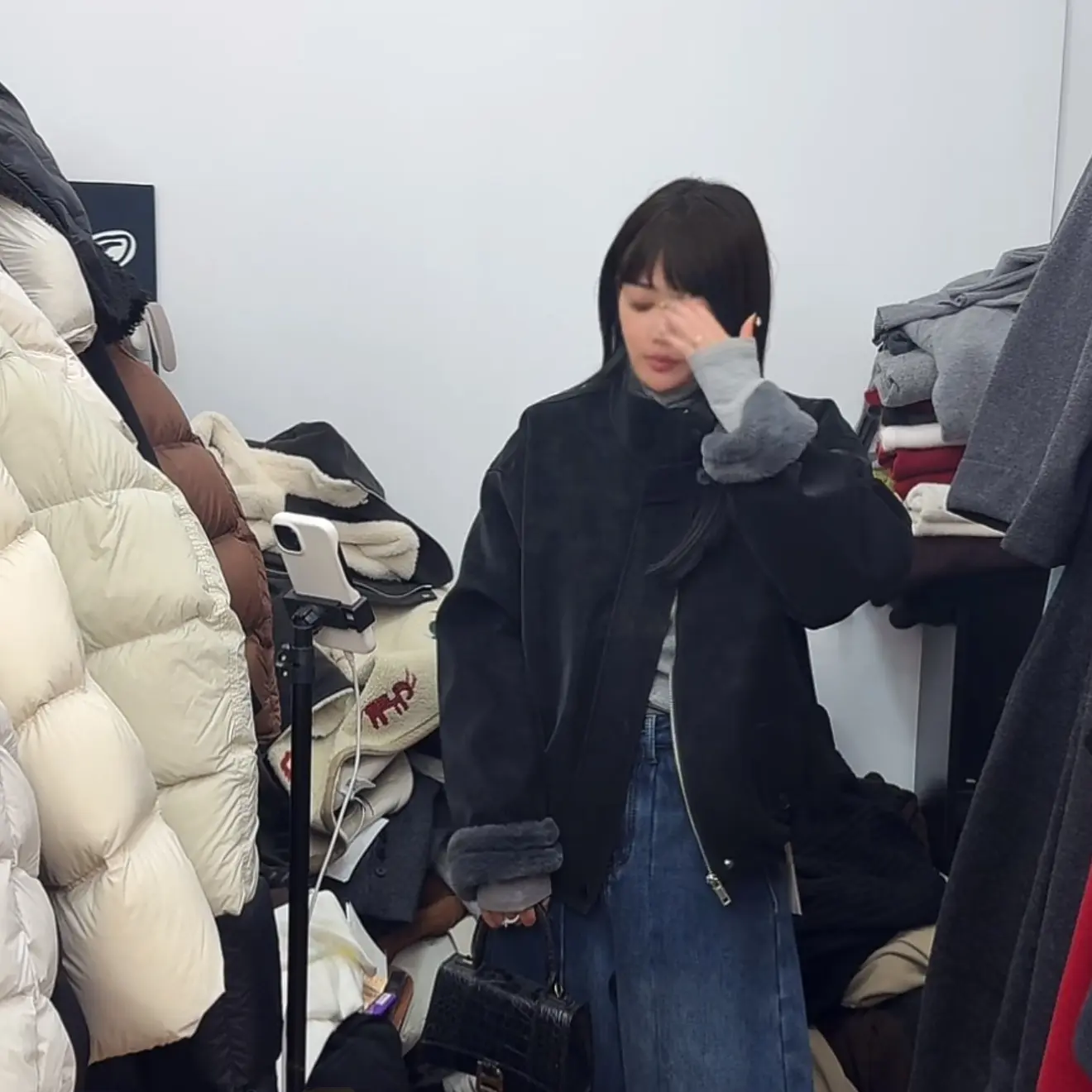 短款韩系简约宽松立领系带加厚女外套秋冬