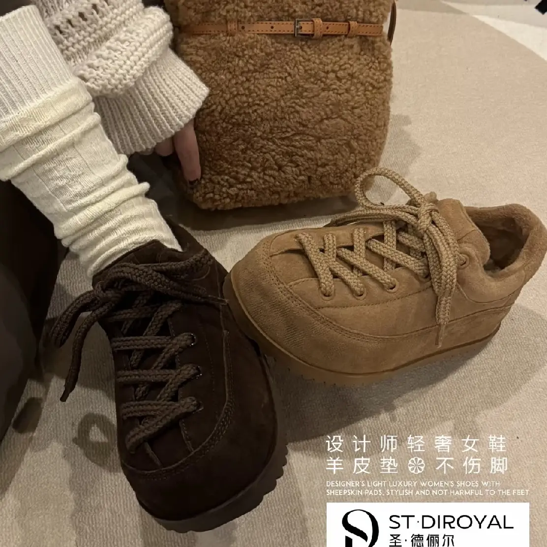 冬季新款厚底加绒勃肯鞋女大头增高百搭休闲丑萌鞋