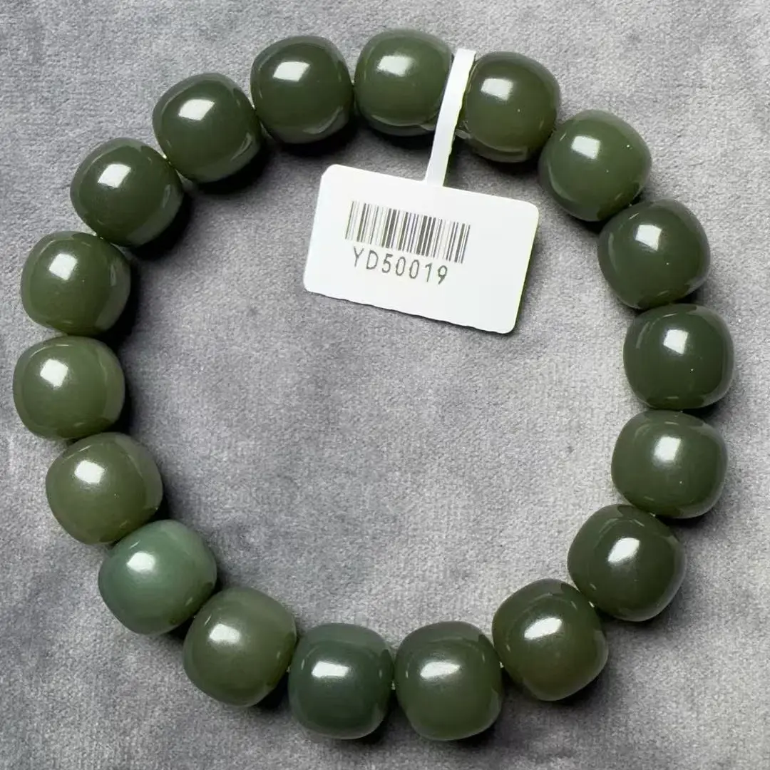 和田玉沙枣青豆青色12老型珠50019