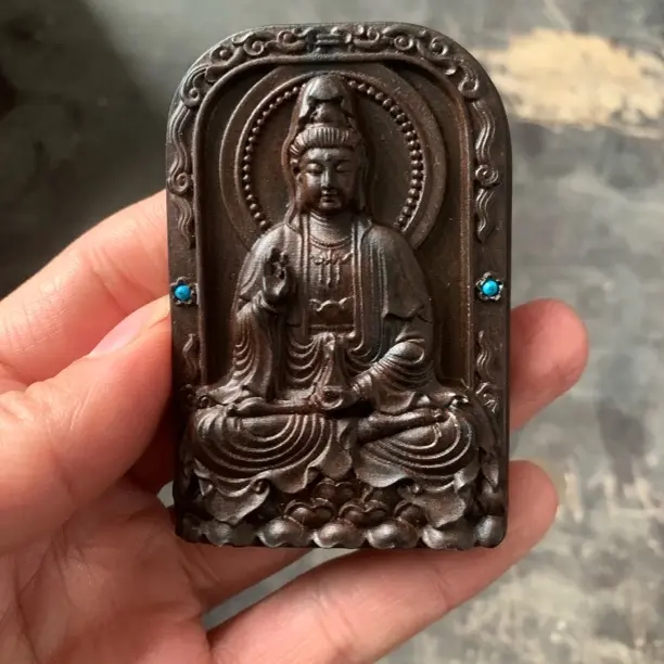 双面精工雕刻保平观音挂件