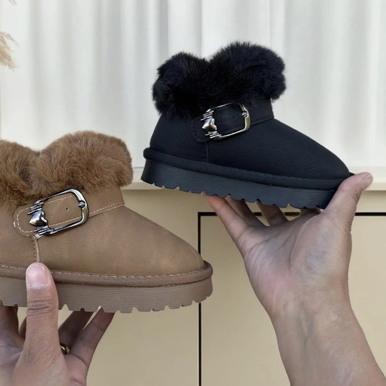 雪地靴防踢保暖女防滑冬季套筒学步鞋欧美风车缝线休闲风