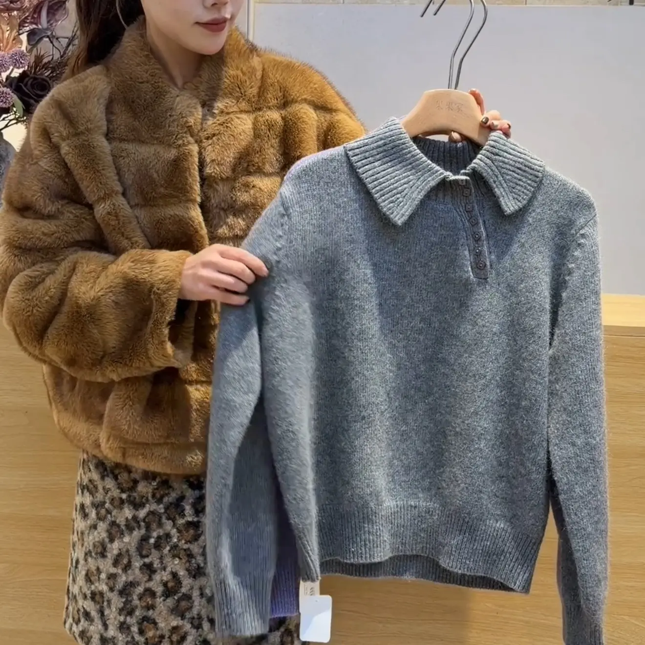 秋冬新款百搭POLO领针织内搭长袖毛衣