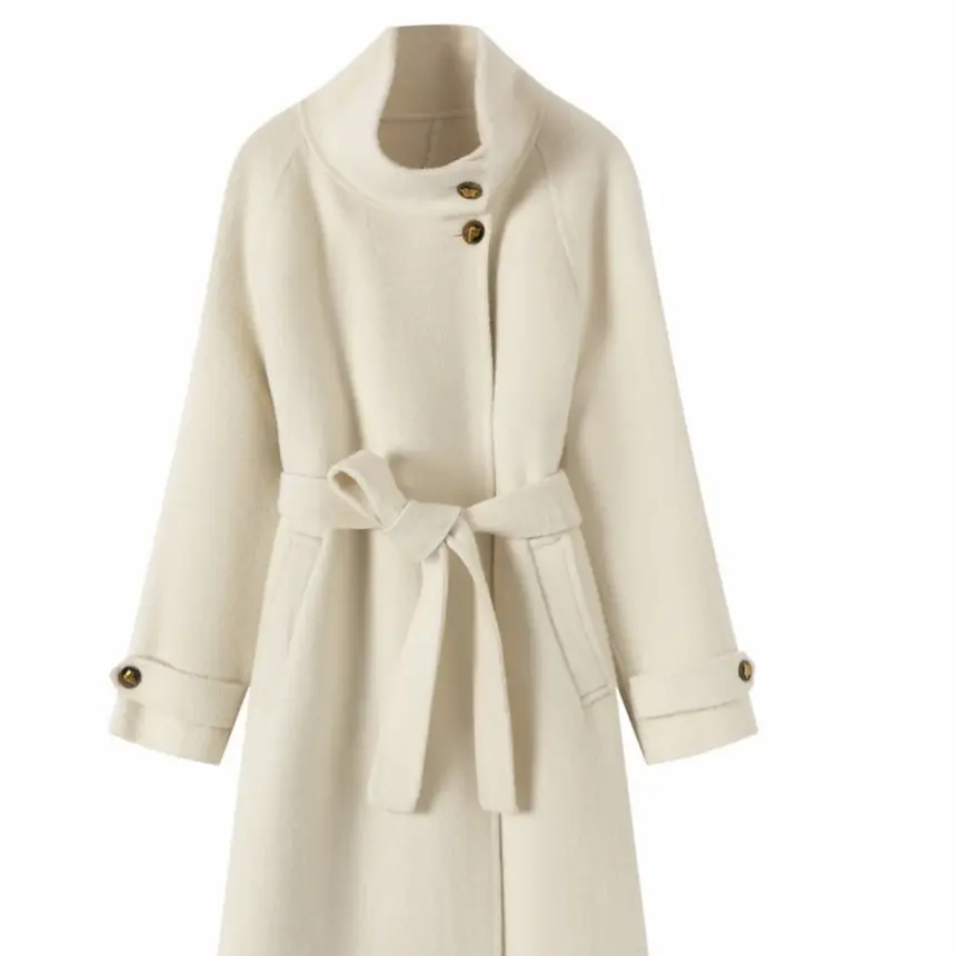 毛哥专属！秋冬新款韩版宽松中长款双面毛呢女士大衣