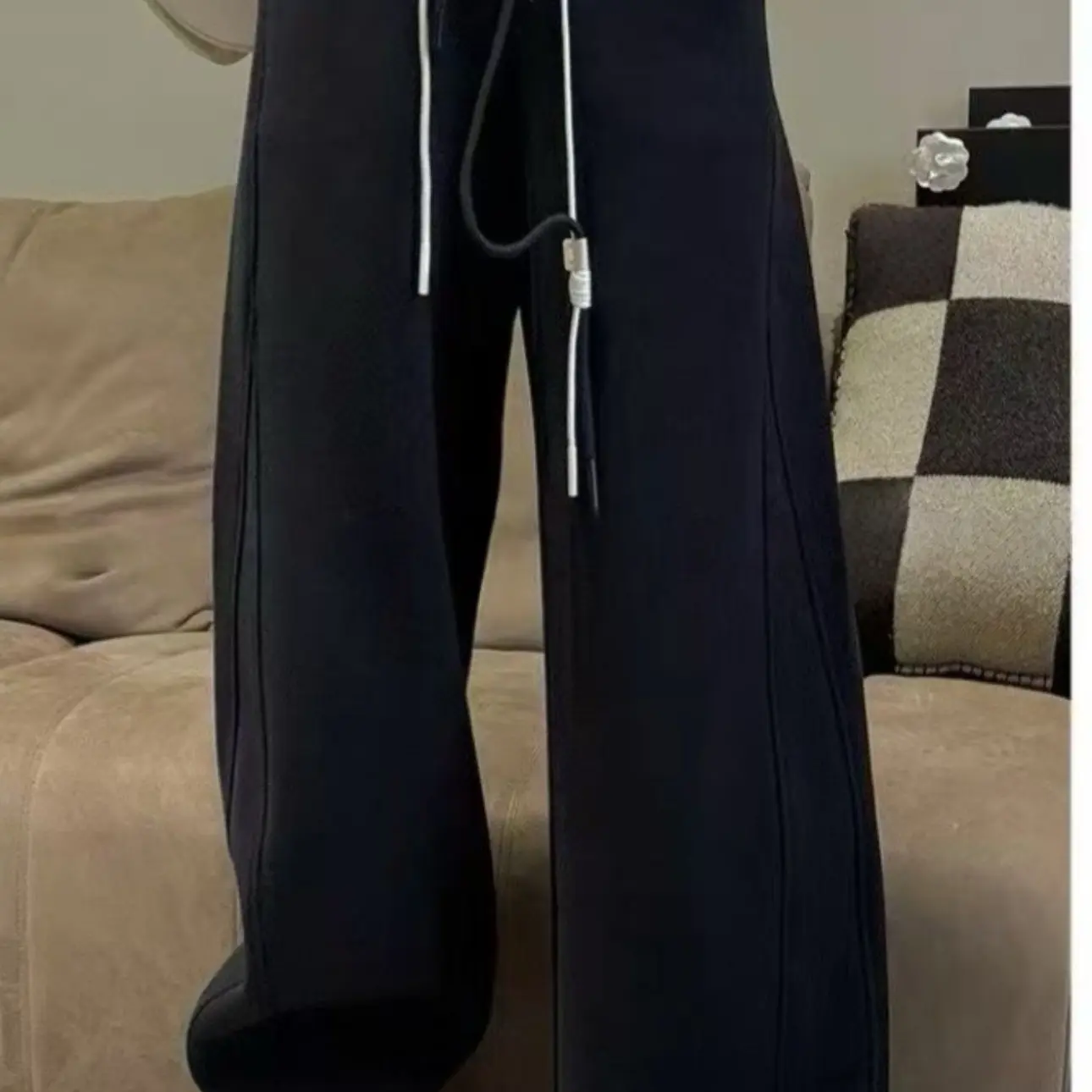 冬季新款加绒抽绳高腰显瘦休闲女卫裤