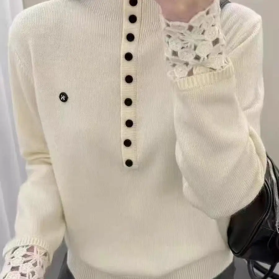 2513秋冬新款半高领宽松加厚针织打底衫女时尚百搭内搭