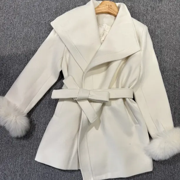 【妙女郎】大翻领双面呢中长款羽绒外套C7022