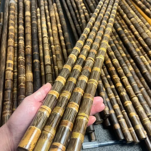 高密度实心金丝竹登山杖 手工打磨文玩把玩棍 长1.2直径2.0.1左右