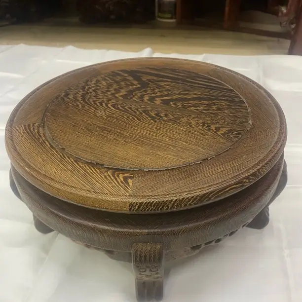 鸡翅木园形底座花瓶底座奇石底座盆景底座佛像酒坛加高垫底座