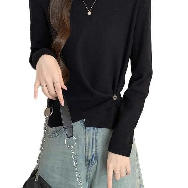 围巾领衫V领厚款纯色针织女