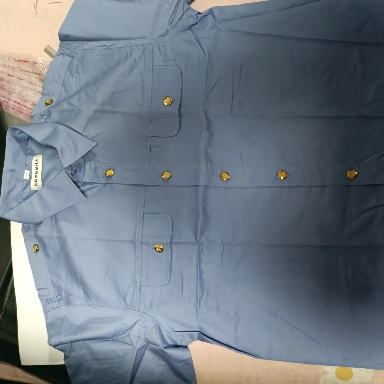 新款铁路男士蓝色长袖短袖衬衣工作服职业装定制