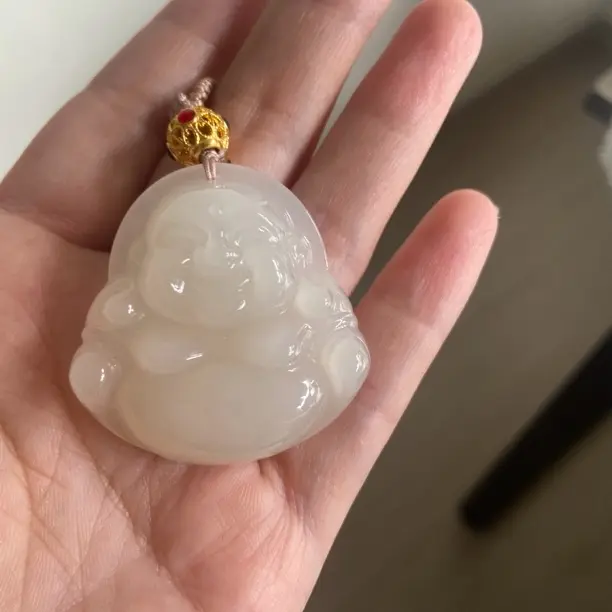 50mm白玉佛公高货精美挂件大佛（拍一发一）