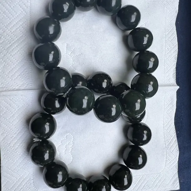 【祥琳推荐】和田玉高货青玉圆珠手串jd-2约18mm