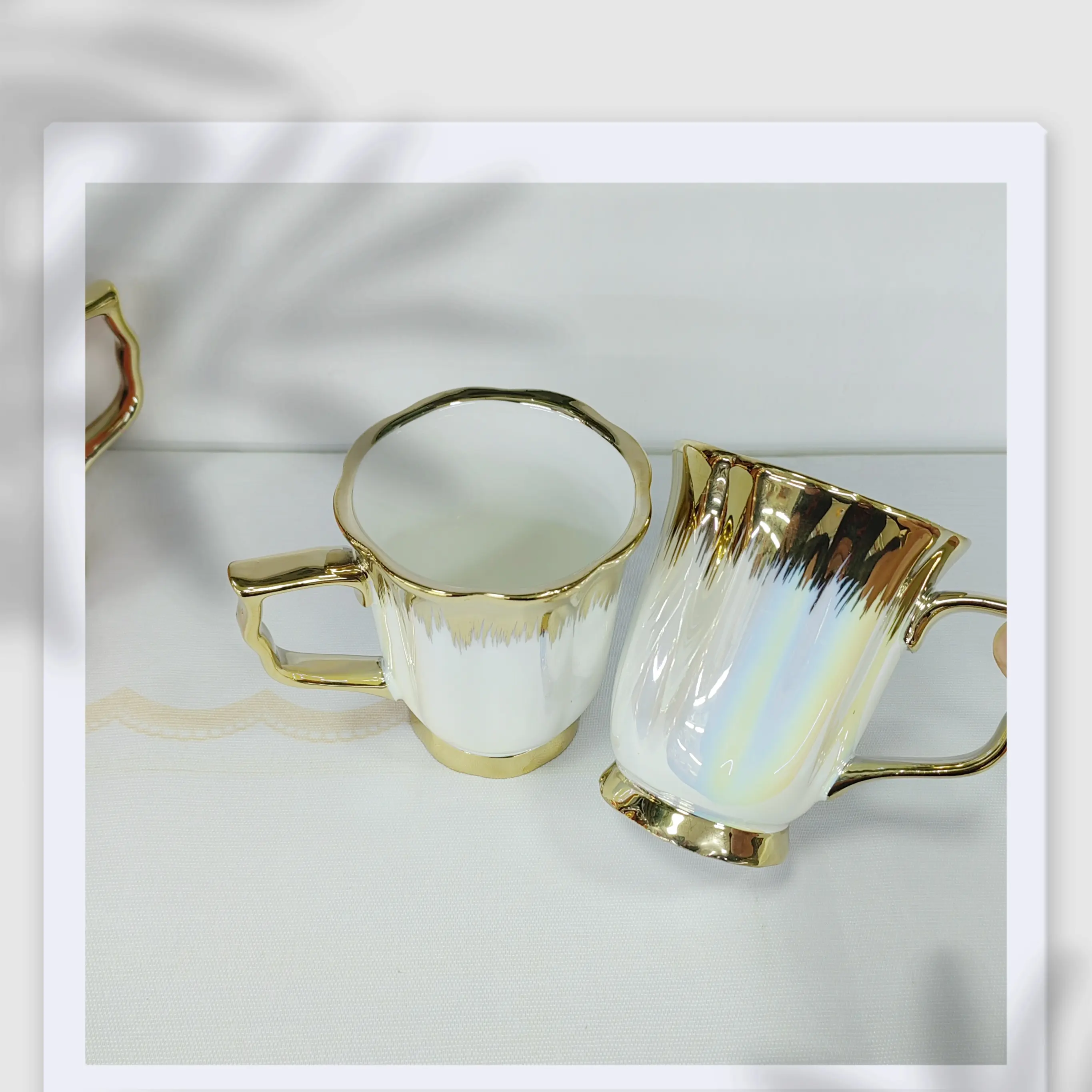 高级轻奢风陶瓷马克杯米色x2