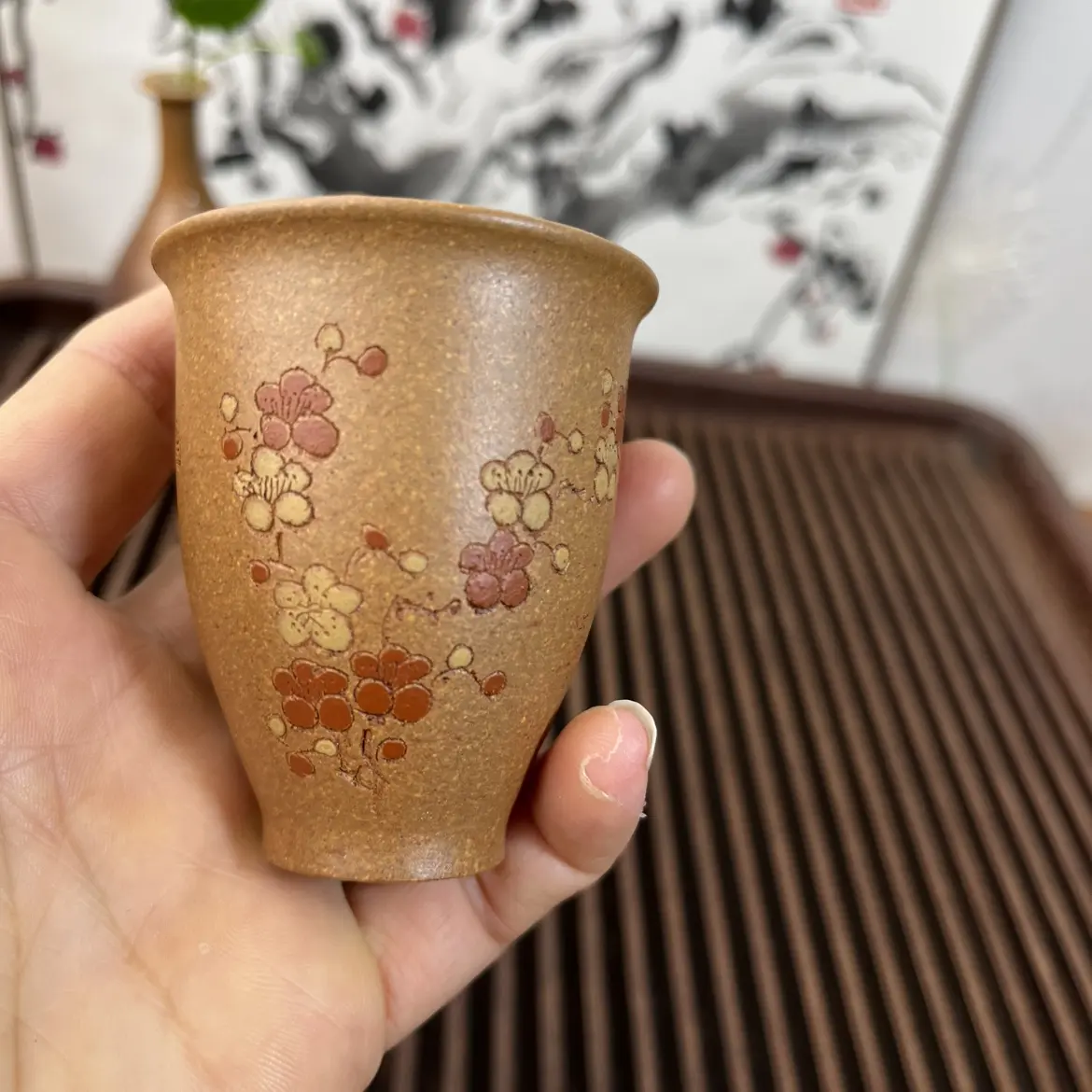 东方文化气息简约优雅梅花图案主人杯