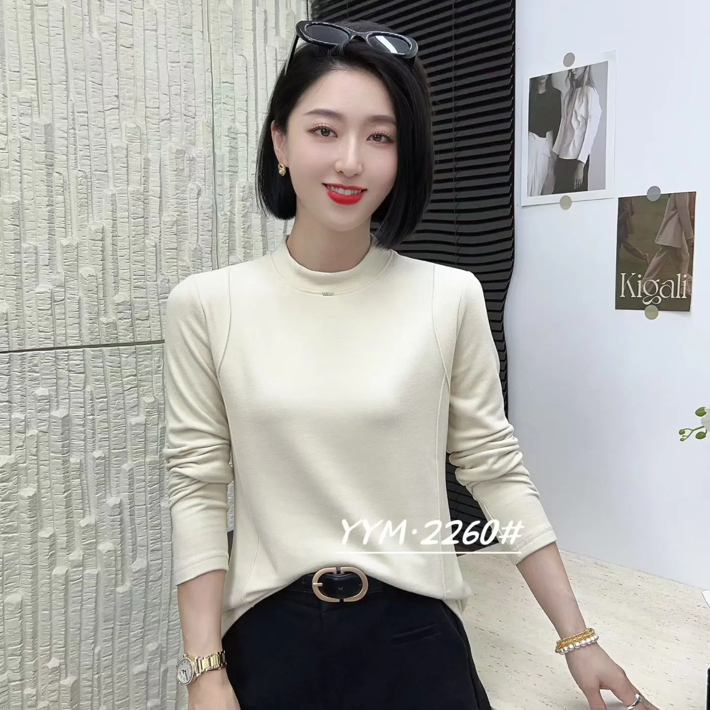 2260秋冬修身显瘦长袖内搭打底衫保暖上衣