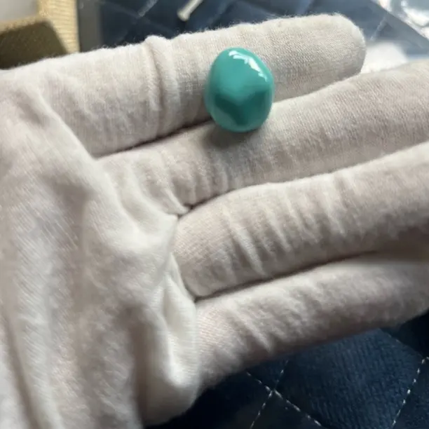 原矿天然高瓷绿松老型单珠桶珠文玩配饰